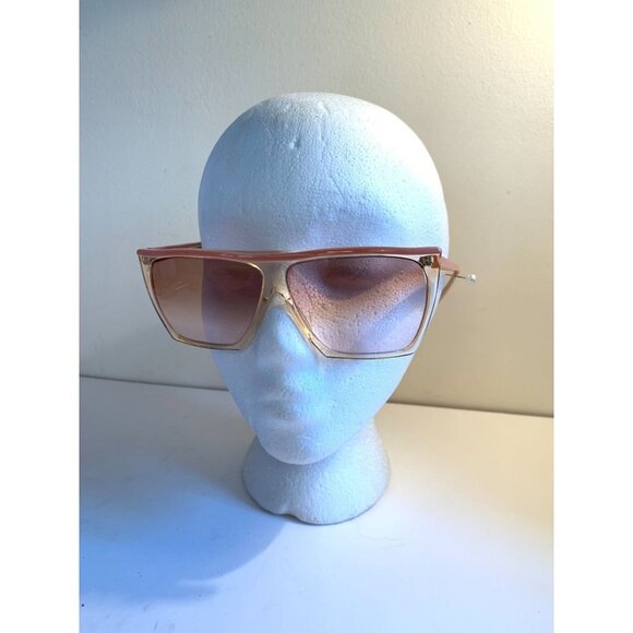 1970s Vintage Pink Sunglasses Square Bar Frame Oversized Plastic main image 6